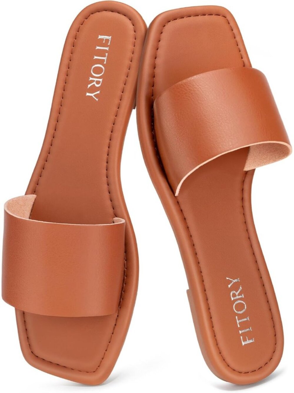 Women's Brown Comfortable Fashion Slippers for Summer Slide Sandals Dressy Flat